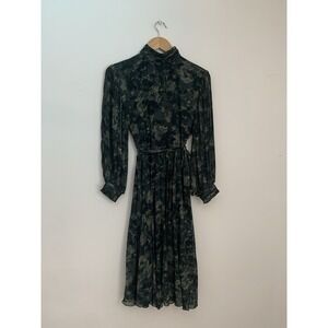 & Other Stories Stockholm Atelier Pleated Midi Dress Green Camo Like Sz  EUR 36